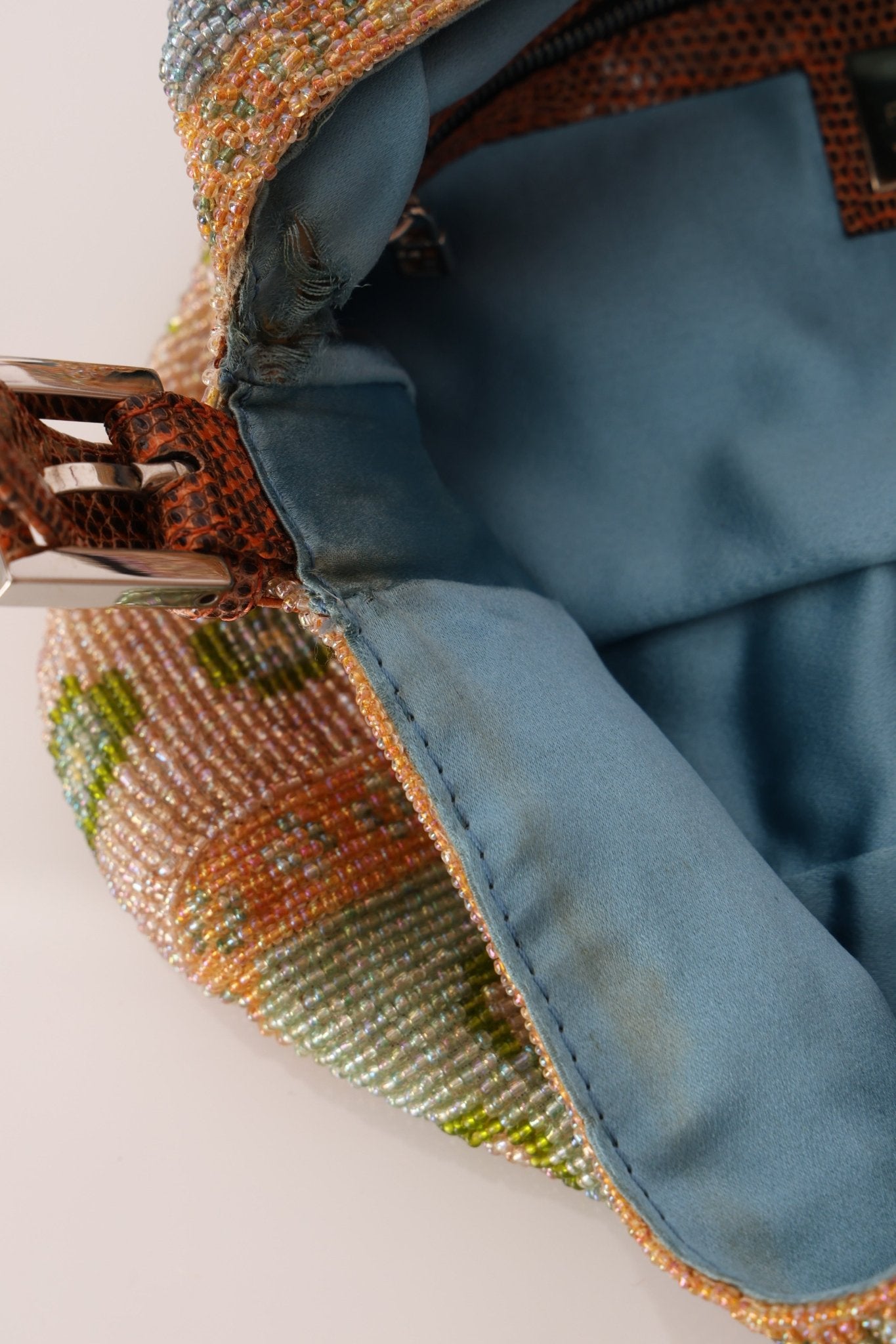 Ultra - Rare Fendi Beaded Lizard - Trimmed Baguette - FashioNica