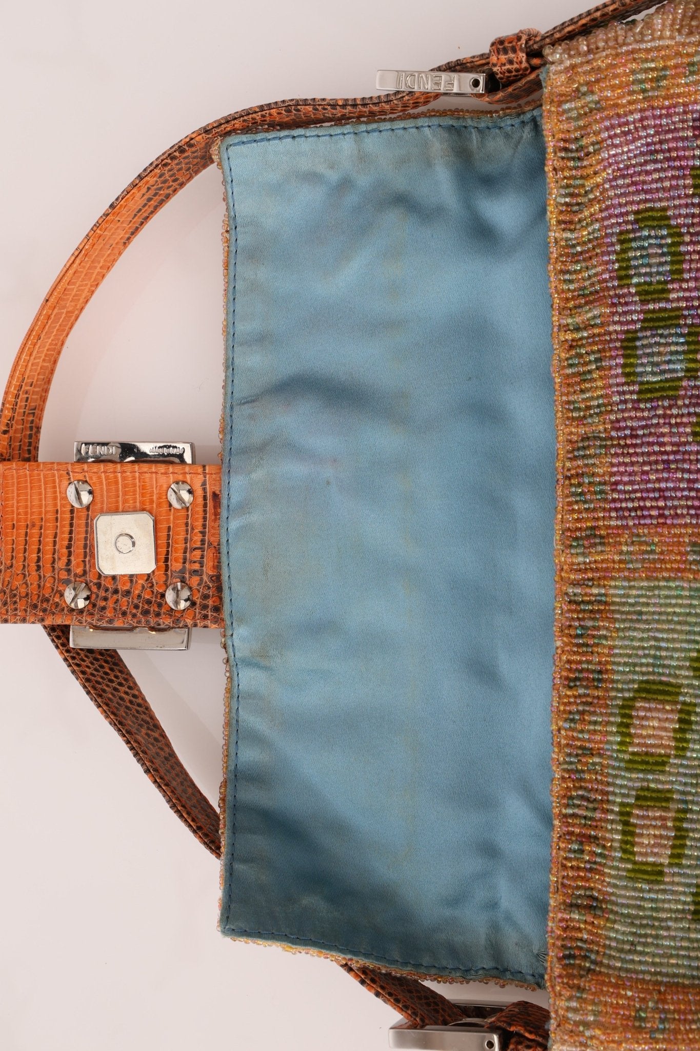 Ultra - Rare Fendi Beaded Lizard - Trimmed Baguette - FashioNica