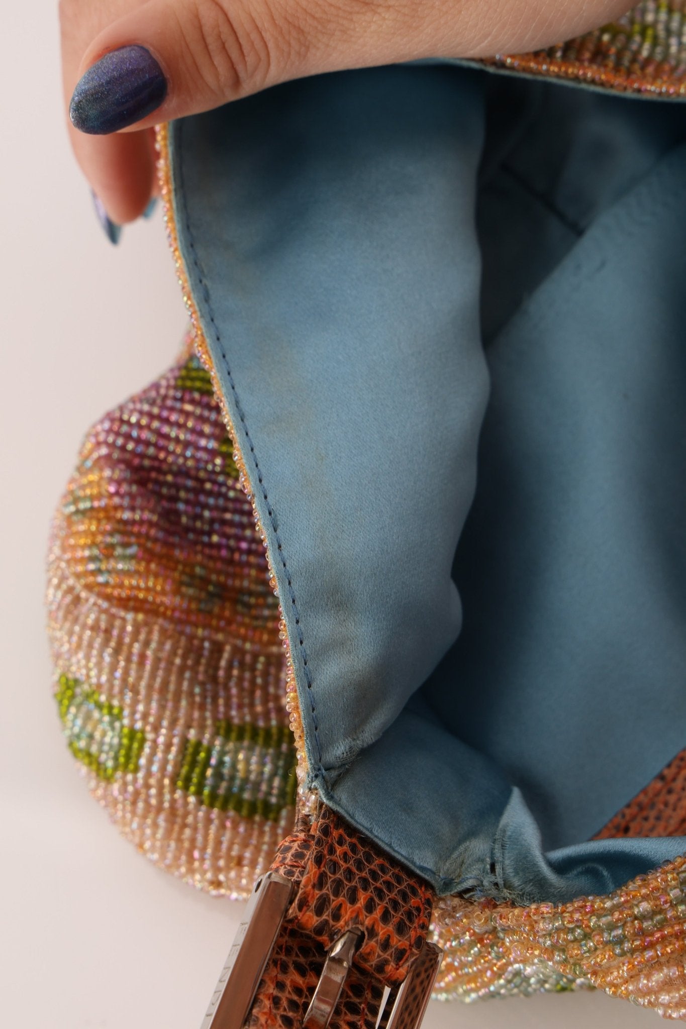 Ultra - Rare Fendi Beaded Lizard - Trimmed Baguette - FashioNica