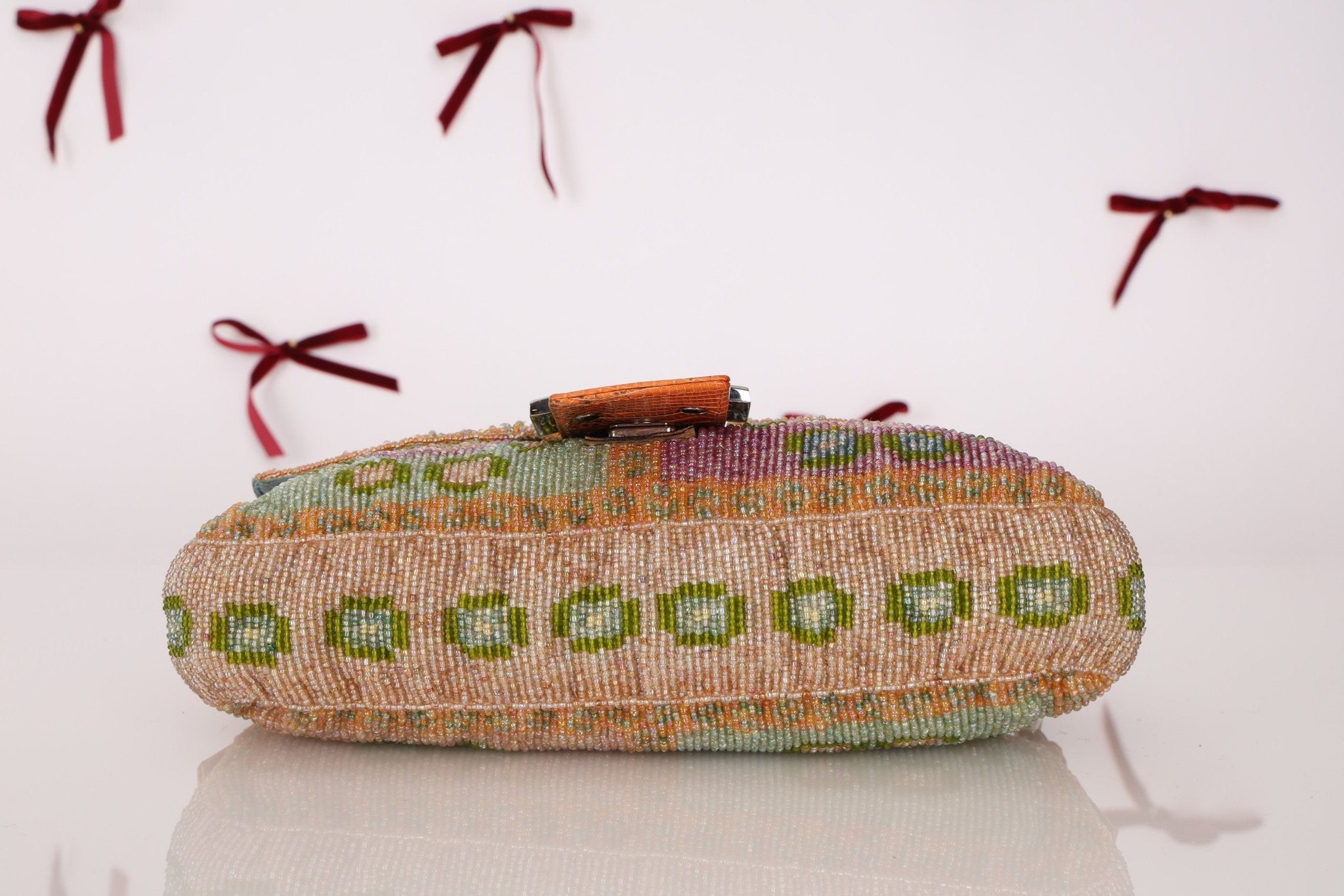 Ultra - Rare Fendi Beaded Lizard - Trimmed Baguette - FashioNica