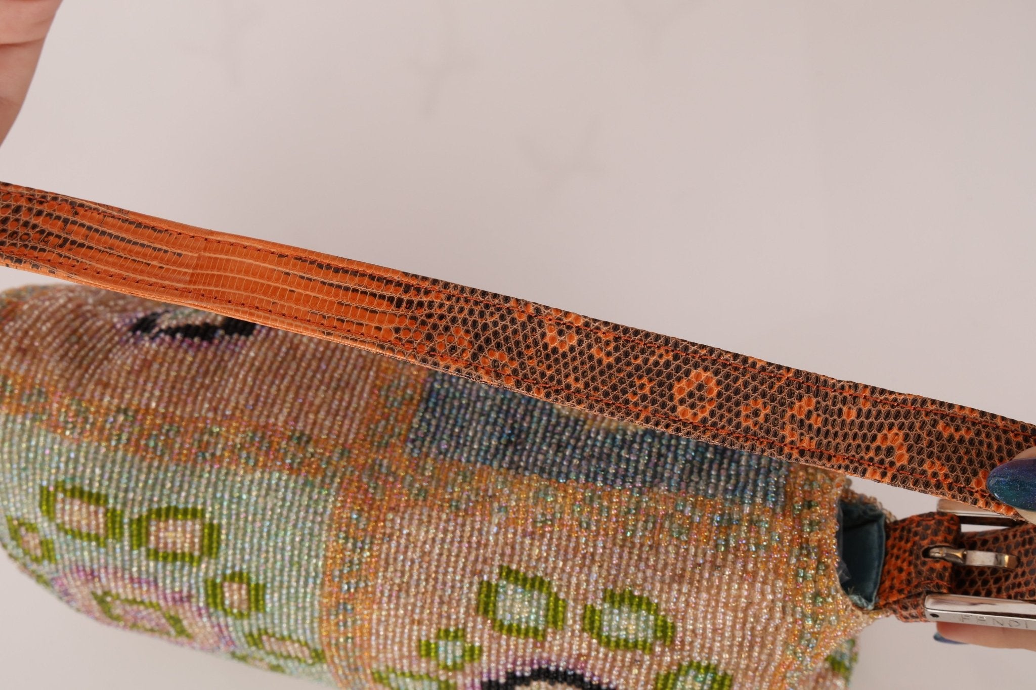 Ultra - Rare Fendi Beaded Lizard - Trimmed Baguette - FashioNica