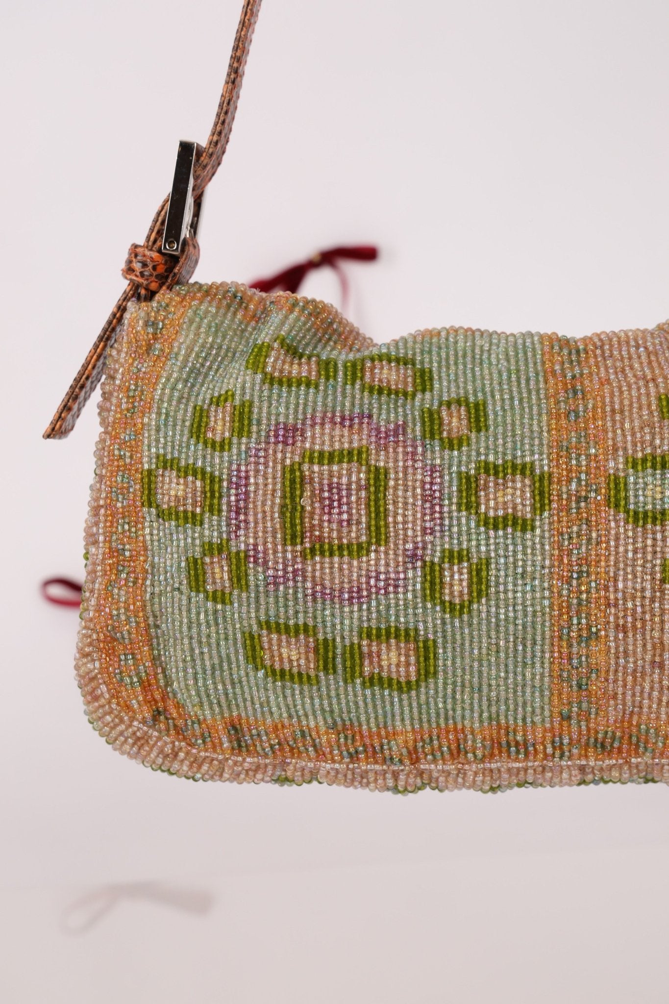 Ultra - Rare Fendi Beaded Lizard - Trimmed Baguette - FashioNica