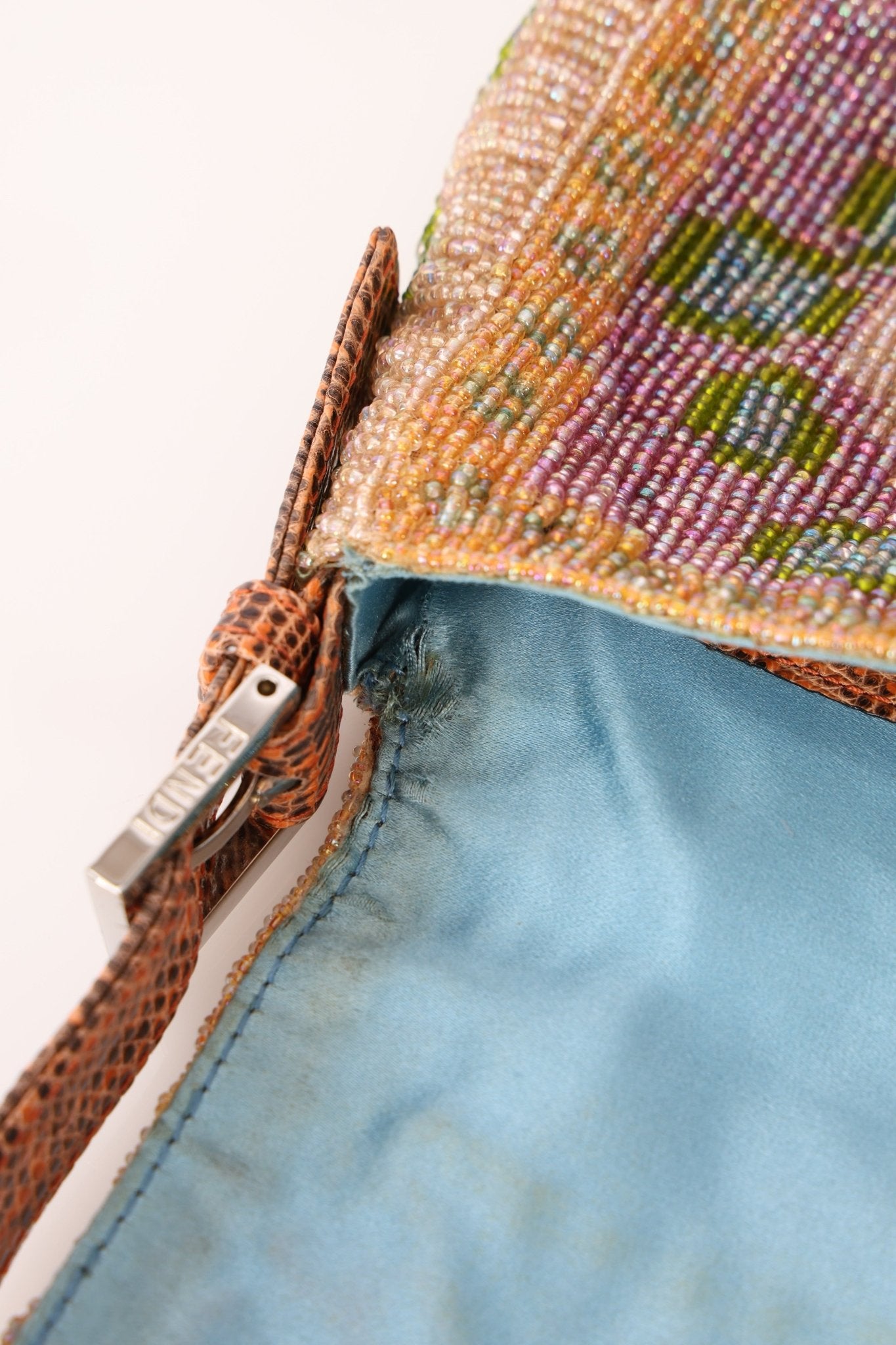 Ultra - Rare Fendi Beaded Lizard - Trimmed Baguette - FashioNica