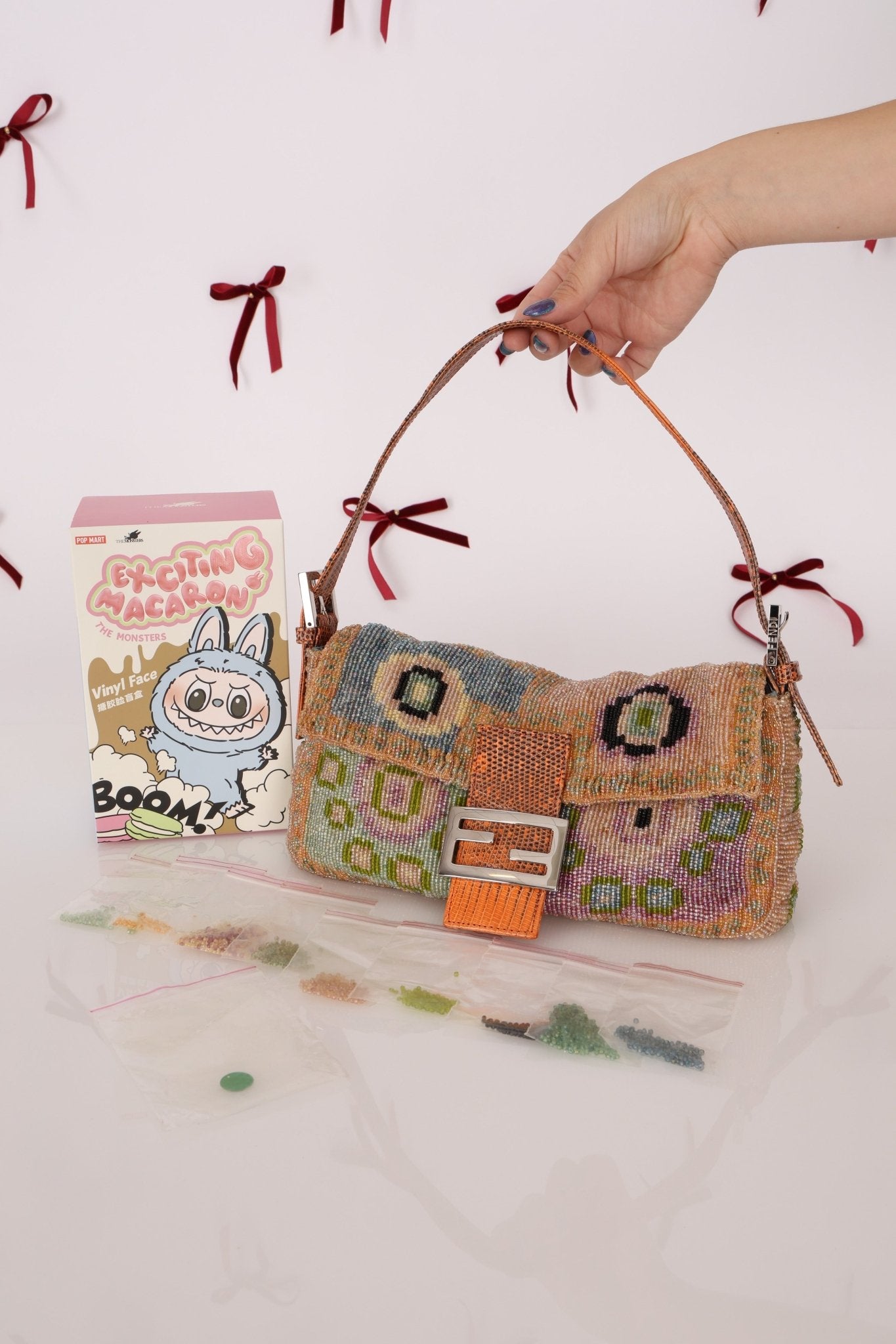 Ultra - Rare Fendi Beaded Lizard - Trimmed Baguette - FashioNica