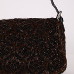 Ultra - Rare Fendi Brown Beaded, Lizard, & Crystal Floral Baguette - FashioNica