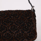 Ultra - Rare Fendi Brown Beaded, Lizard, & Crystal Floral Baguette - FashioNica