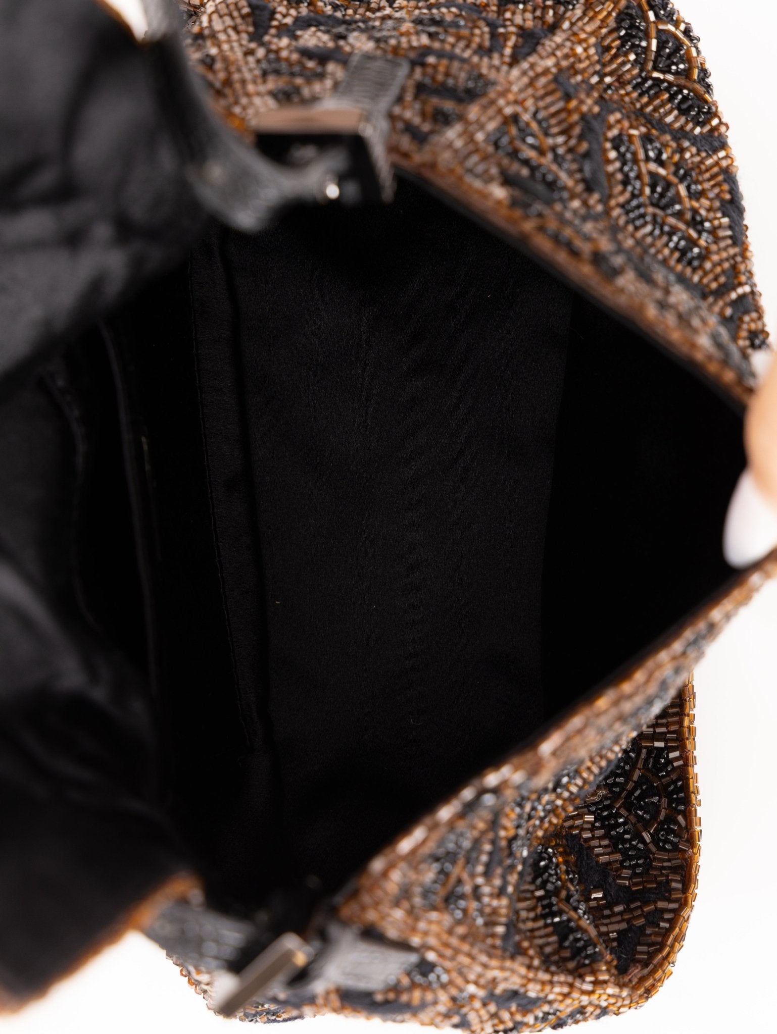 Ultra - Rare Fendi Brown Beaded, Lizard, & Crystal Floral Baguette - FashioNica