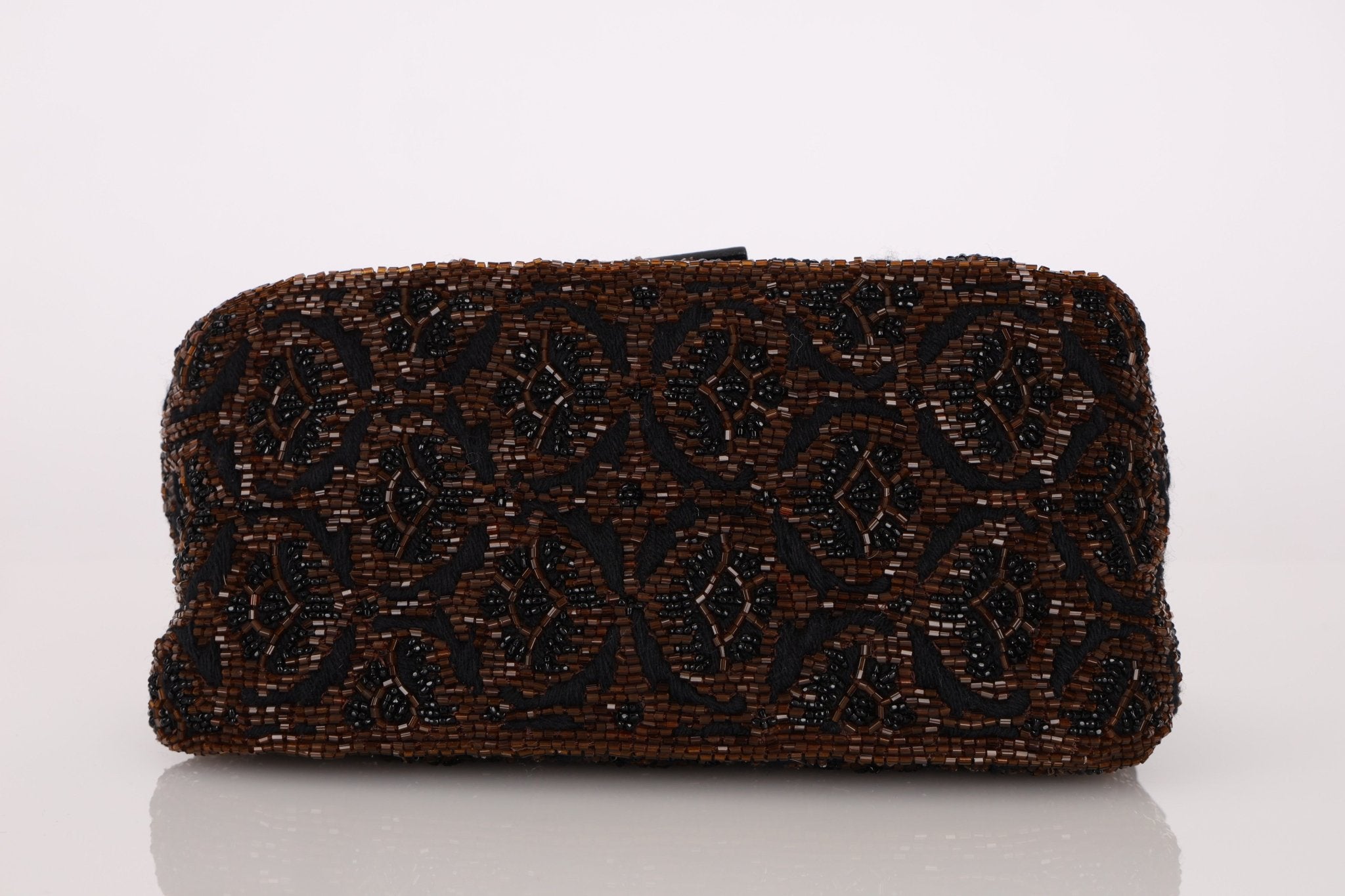 Ultra - Rare Fendi Brown Beaded, Lizard, & Crystal Floral Baguette - FashioNica