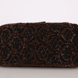 Ultra - Rare Fendi Brown Beaded, Lizard, & Crystal Floral Baguette - FashioNica