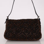 Ultra - Rare Fendi Brown Beaded, Lizard, & Crystal Floral Baguette - FashioNica