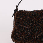 Ultra - Rare Fendi Brown Beaded, Lizard, & Crystal Floral Baguette - FashioNica