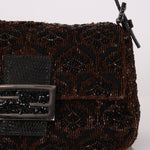 Ultra - Rare Fendi Brown Beaded, Lizard, & Crystal Floral Baguette - FashioNica