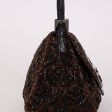 Ultra - Rare Fendi Brown Beaded, Lizard, & Crystal Floral Baguette - FashioNica