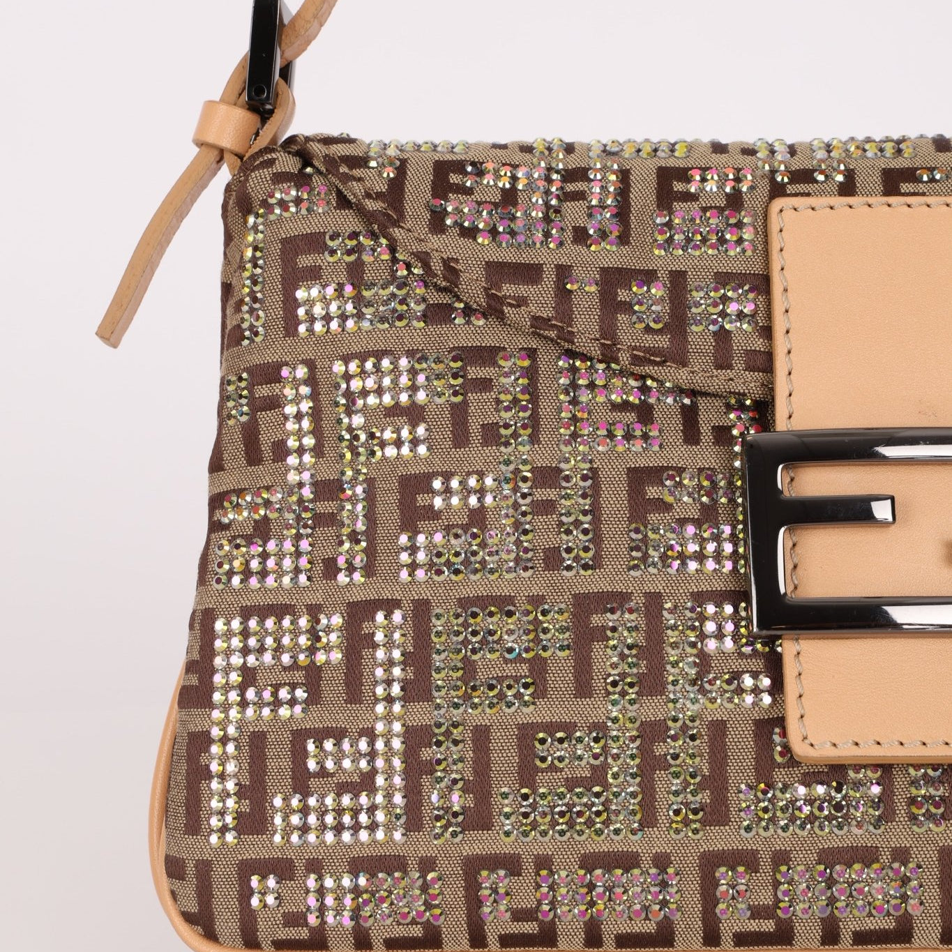 Ultra - Rare Fendi Double Flap Rhinestone Zucchino Baguette - FashioNica
