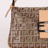 Ultra - Rare Fendi Double Flap Rhinestone Zucchino Baguette - FashioNica
