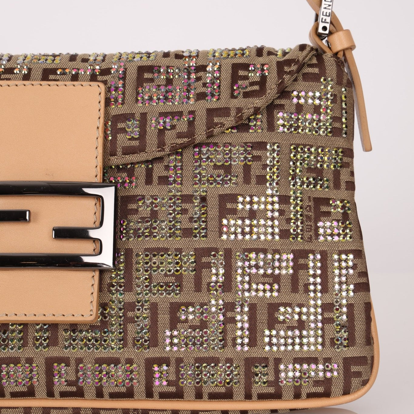 Ultra - Rare Fendi Double Flap Rhinestone Zucchino Baguette - FashioNica