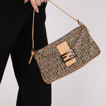 Ultra - Rare Fendi Double Flap Rhinestone Zucchino Baguette - FashioNica