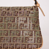 Ultra - Rare Fendi Double Flap Rhinestone Zucchino Baguette - FashioNica