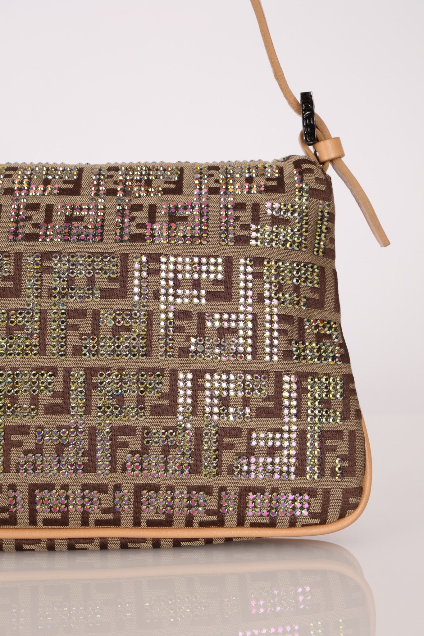 Ultra - Rare Fendi Double Flap Rhinestone Zucchino Baguette - FashioNica