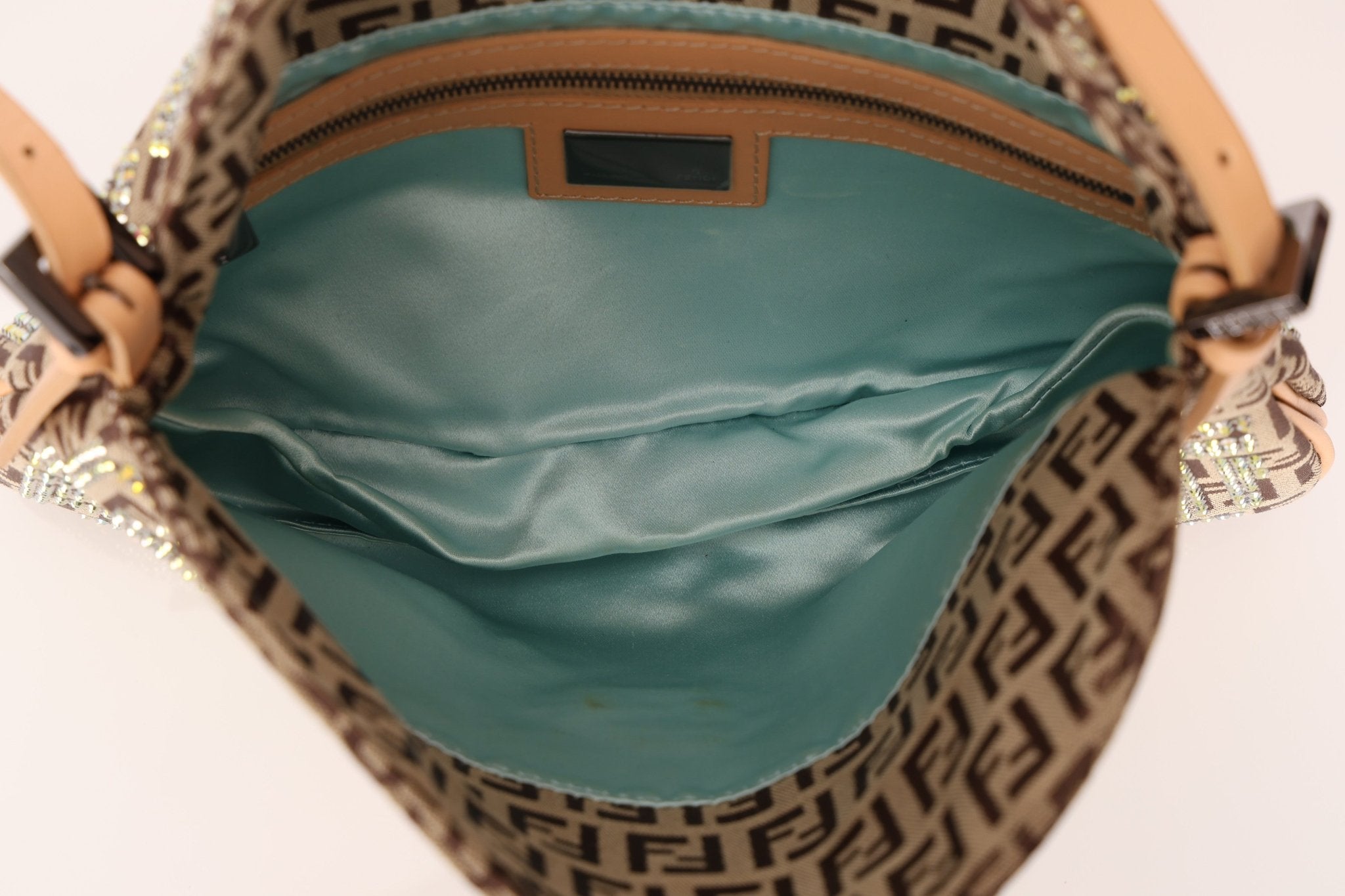 Ultra - Rare Fendi Double Flap Rhinestone Zucchino Baguette - FashioNica