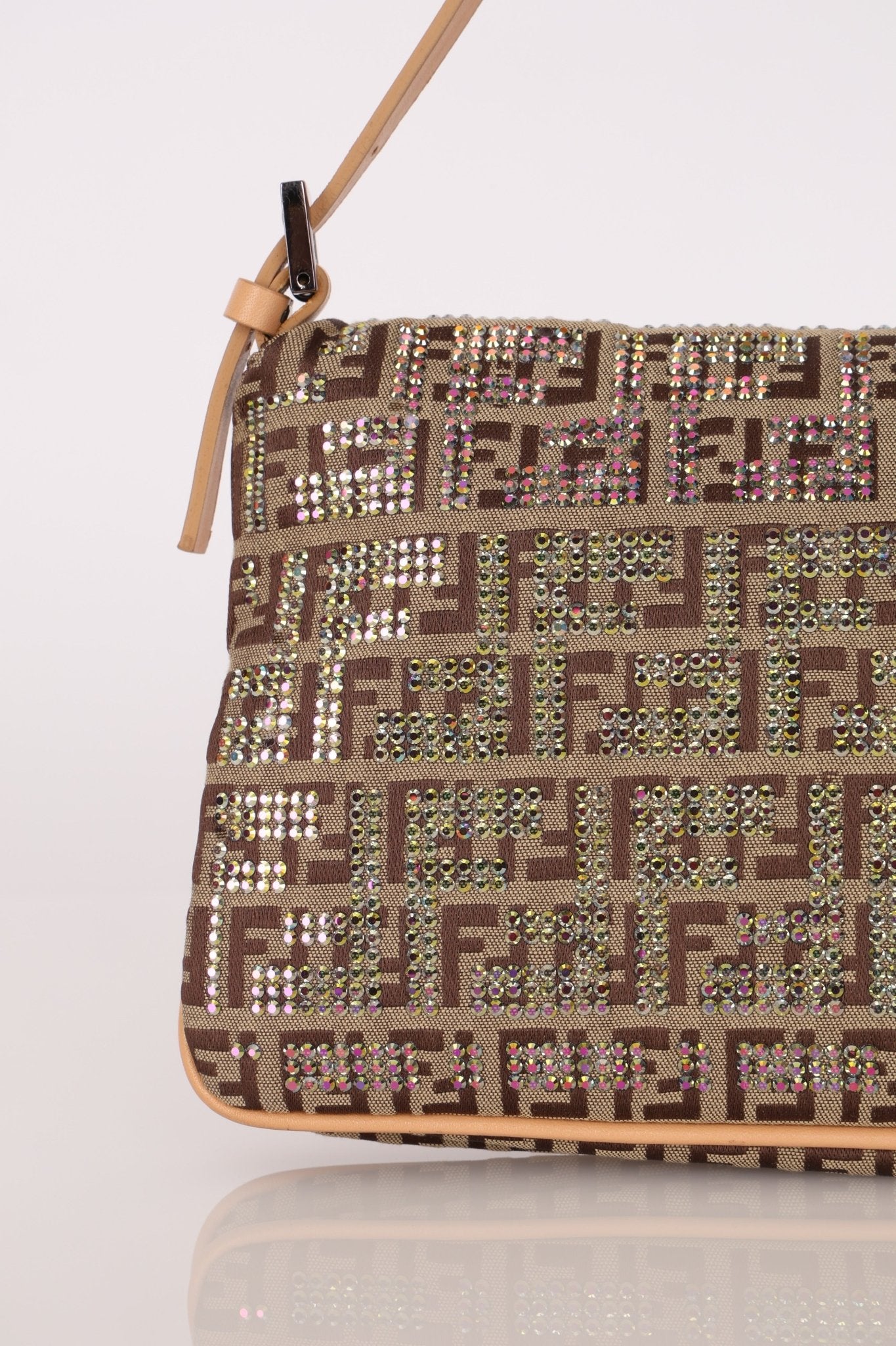 Ultra - Rare Fendi Double Flap Rhinestone Zucchino Baguette - FashioNica