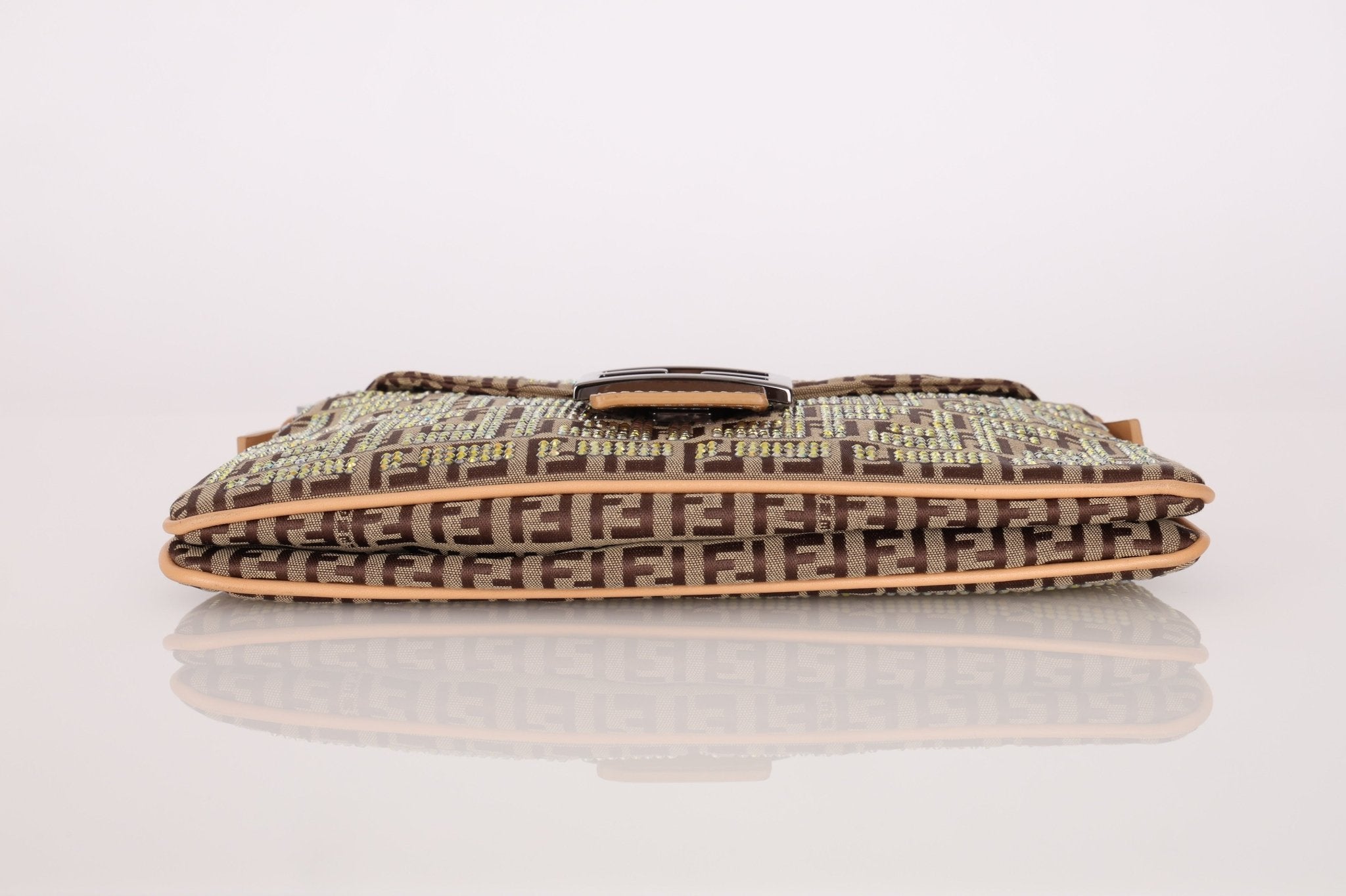 Ultra - Rare Fendi Double Flap Rhinestone Zucchino Baguette - FashioNica