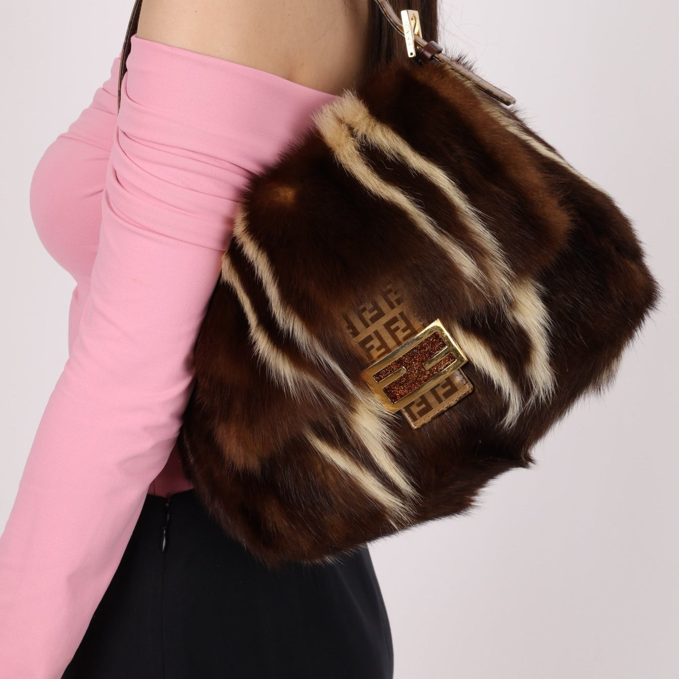 Ultra - Rare Fendi Fur and Zucchino Mamma Baguette - FashioNica