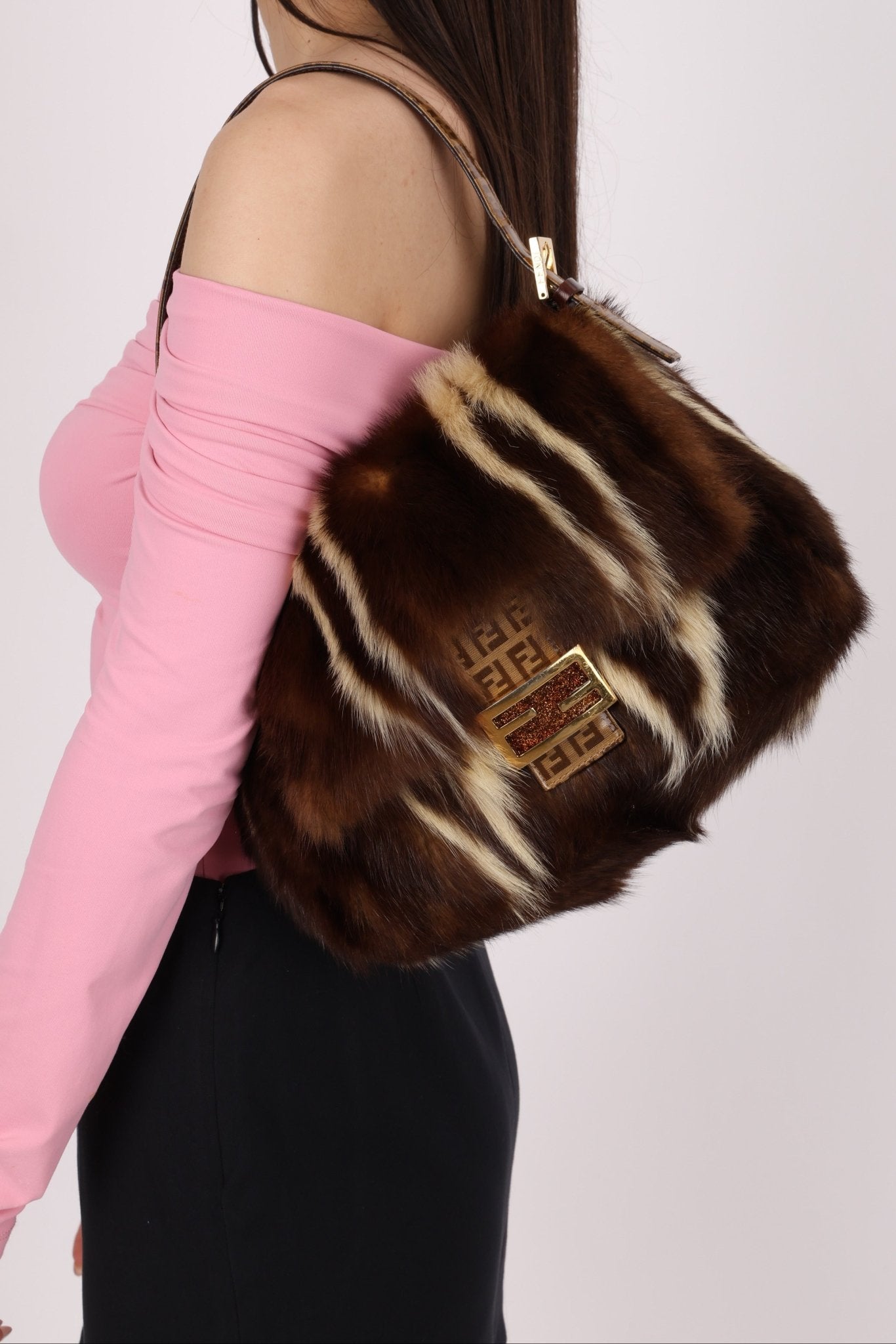 Ultra - Rare Fendi Fur and Zucchino Mamma Baguette - FashioNica