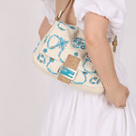 Ultra - Rare Fendi Linen Floral & Lizard Beaded Mamma Baguette - FashioNica