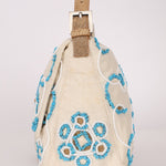 Ultra - Rare Fendi Linen Floral & Lizard Beaded Mamma Baguette - FashioNica