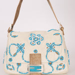 Ultra - Rare Fendi Linen Floral & Lizard Beaded Mamma Baguette - FashioNica