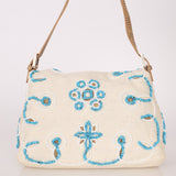 Ultra - Rare Fendi Linen Floral & Lizard Beaded Mamma Baguette - FashioNica