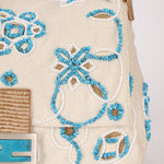 Ultra - Rare Fendi Linen Floral & Lizard Beaded Mamma Baguette - FashioNica