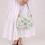 Ultra - Rare Fendi Linen Floral & Lizard Beaded Mamma Baguette - FashioNica