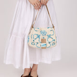 Ultra - Rare Fendi Linen Floral & Lizard Beaded Mamma Baguette - FashioNica
