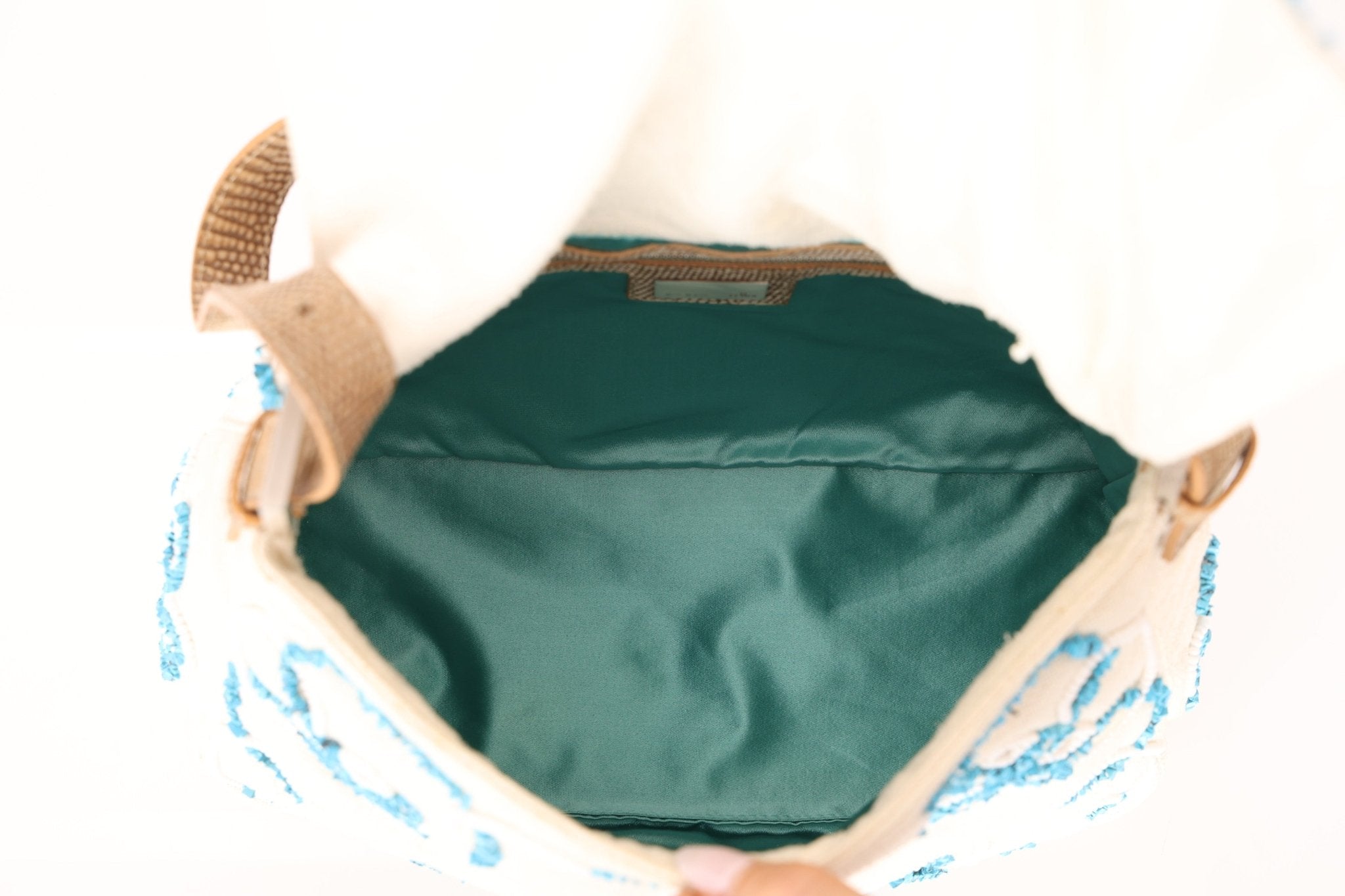 Ultra - Rare Fendi Linen Floral & Lizard Beaded Mamma Baguette - FashioNica