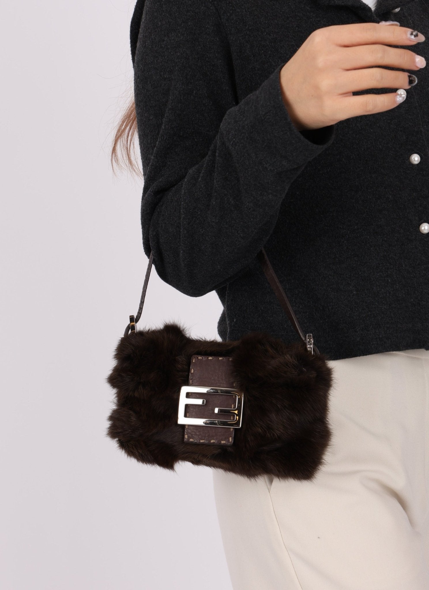 Ultra - Rare Fendi Rabbit Selleria Chocolate Mini Baguette - FashioNica