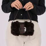 Ultra - Rare Fendi Rabbit Selleria Chocolate Mini Baguette - FashioNica