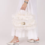 Ultra - Rare Fendi White Ostrich Feather Baguette - FashioNica