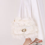 Ultra - Rare Fendi White Ostrich Feather Baguette - FashioNica