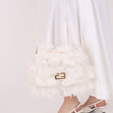 Ultra - Rare Fendi White Ostrich Feather Baguette - FashioNica