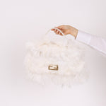 Ultra - Rare Fendi White Ostrich Feather Baguette - FashioNica