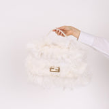 Ultra - Rare Fendi White Ostrich Feather Baguette - FashioNica