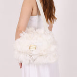 Ultra - Rare Fendi White Ostrich Feather Baguette - FashioNica