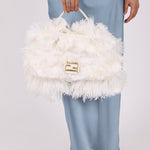 Ultra - Rare Fendi White Ostrich Feather Baguette - FashioNica