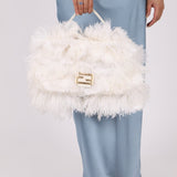 Ultra - Rare Fendi White Ostrich Feather Baguette - FashioNica