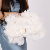 Ultra - Rare Fendi White Ostrich Feather Baguette - FashioNica