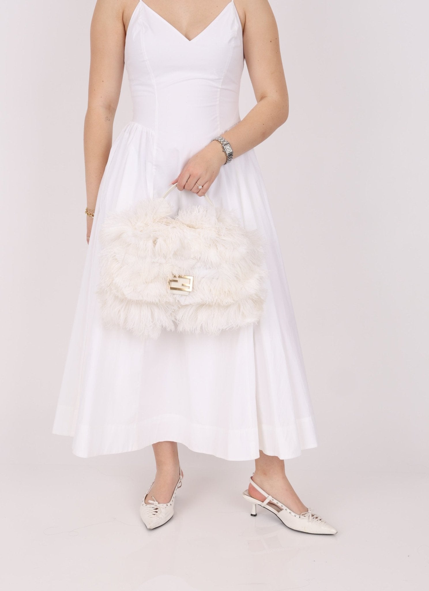 Ultra - Rare Fendi White Ostrich Feather Baguette - FashioNica