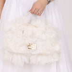 Ultra - Rare Fendi White Ostrich Feather Baguette - FashioNica