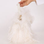 Ultra - Rare Fendi White Ostrich Feather Baguette - FashioNica